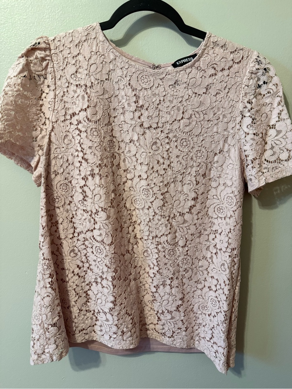 Express Blush Lace Short Sleeve Top